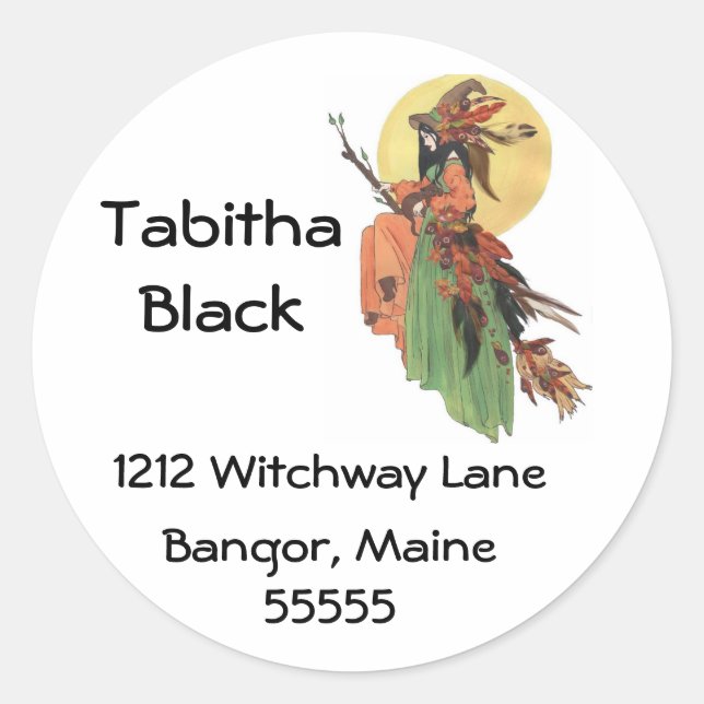 Autumn Witch Address Label Stickers (Front)