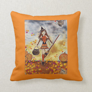 Autumn Witch Throw Pillow