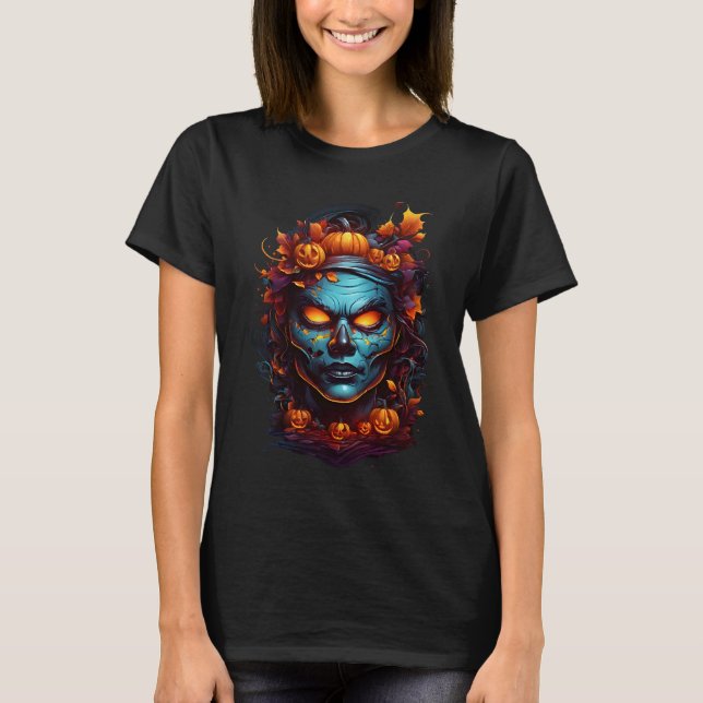 Autumn Witch with Fiery Eyes T-Shirt (Front)