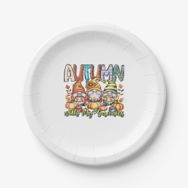 Autumn With My Gnomes Classic T-Shirt.png Paper Plate (Front)