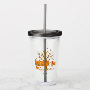 Autumn With Tree & Leaves Acrylic Tumbler