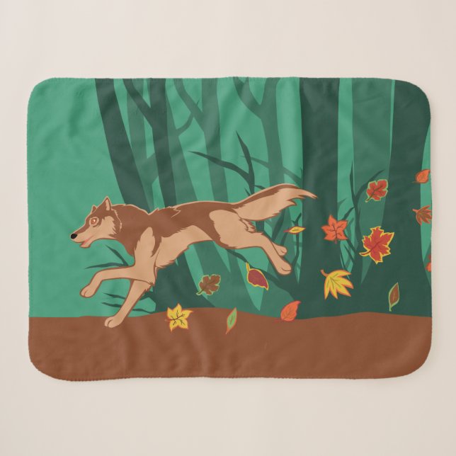 Autumn Wolf Sherpa Blanket (Front (Horizontal))