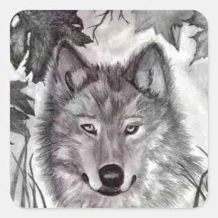 Autumn Wolfe pencil drawing Square Sticker