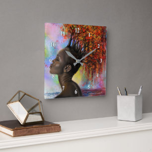 Autumn Woman Feeling Wall Clock - Painting