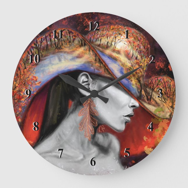 Autumn Woman Wall Clock (Front)