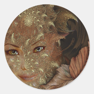 Autumn Wood Nymph Round Stickers