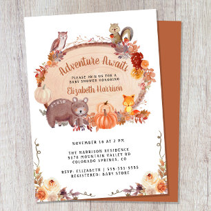 Autumn Woodland Animals Baby Shower Invitation