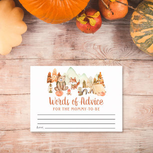 Autumn Woodland Animals Words Advice Baby Shower Enclosure Card