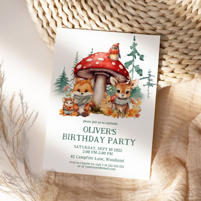 Autumn Woodland Forest Animals 1st Birthday Invitation (Creator Uploaded)