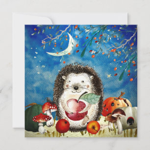 Autumn Woodland Friends Hedgehog Forest Drawing