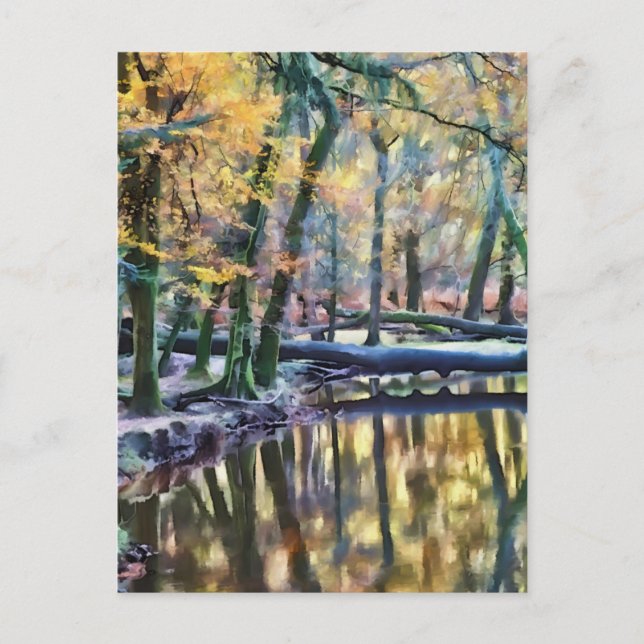 Autumn Woodland Oil Painting-Style Postcard (Front)