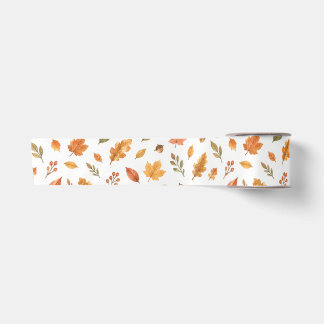 Autumn Woodland Watercolor Baby Boy Shower Satin Ribbon