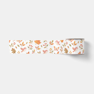 Autumn Woodland Watercolor Baby Girl Shower Satin Ribbon