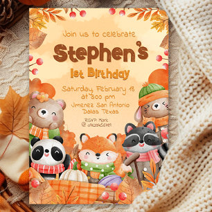 Autumn Woodlands Birthday  Invitation