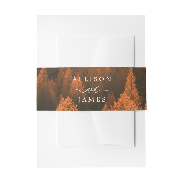 Autumn Woods Minimalist Belly Band Invitation Belly Band (Front Example)