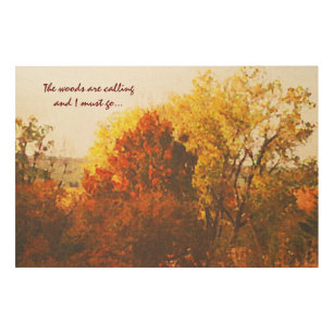Autumn Woods Nature Landscape with Quote Wood Wall Art