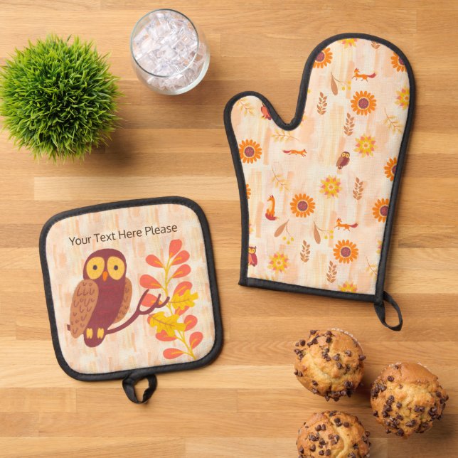 Autumn Woods Oven Mitt & Pot Holder Set (Top Down)