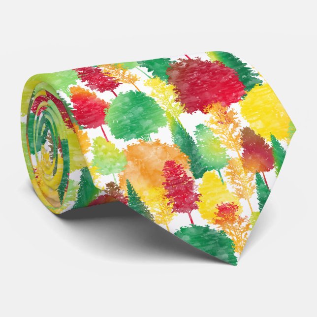 Autumn Woods Pattern Tie (Rolled)
