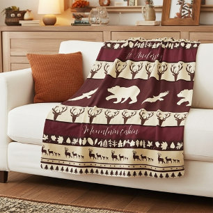 Autumn woods personalized cabin fleece blanket