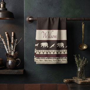 Autumn woods personalized kitchen towel