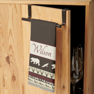 Autumn woods personalized kitchen towel
