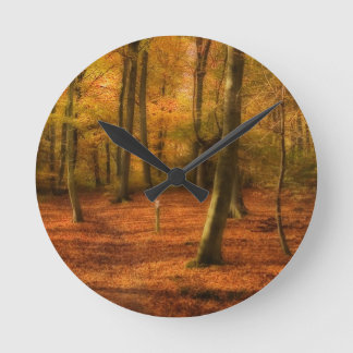 Autumn woods round clock