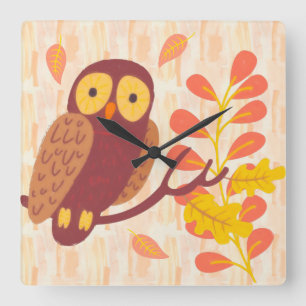 Autumn Woods Square Wall Clock