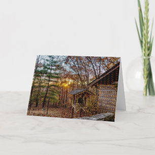 Autumn Woods Sunset Holiday Card