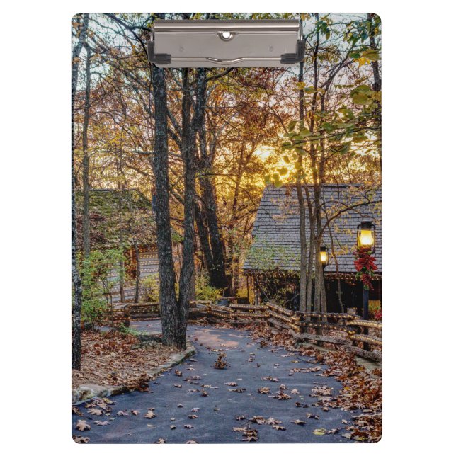 Autumn Woods Sunset Walkway Clipboard (Front)