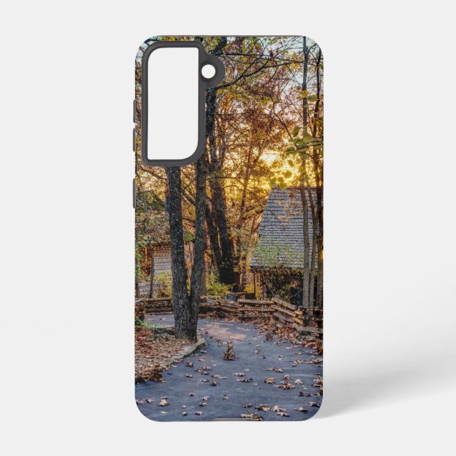 Autumn Woods Sunset Walkway Samsung Phone Case (Back)