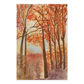 Autumn Woods watercolor Poster