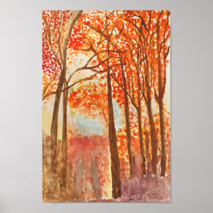 Autumn Woods watercolor Poster