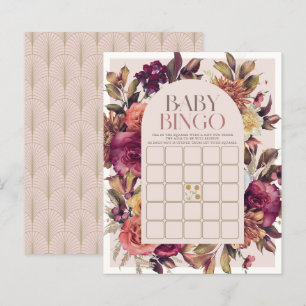 Autumn Wreath Arch Pink Baby Shower Bingo Game