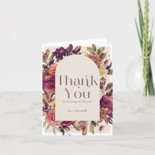 Autumn Wreath Arch Tan Baby Shower Thank You Card