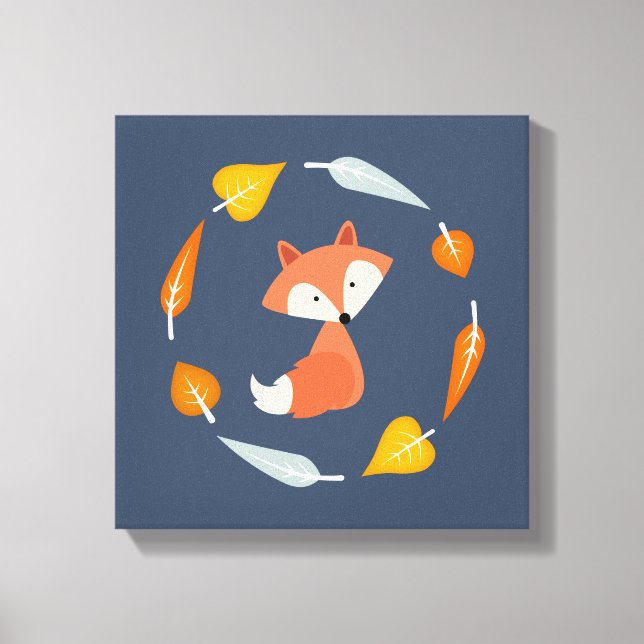 Autumn Wreath Baby Red Fox Canvas Print (Front)