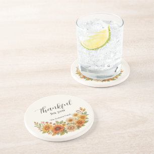 Autumn Wreath – Fall Floral Thanksgiving Coaster