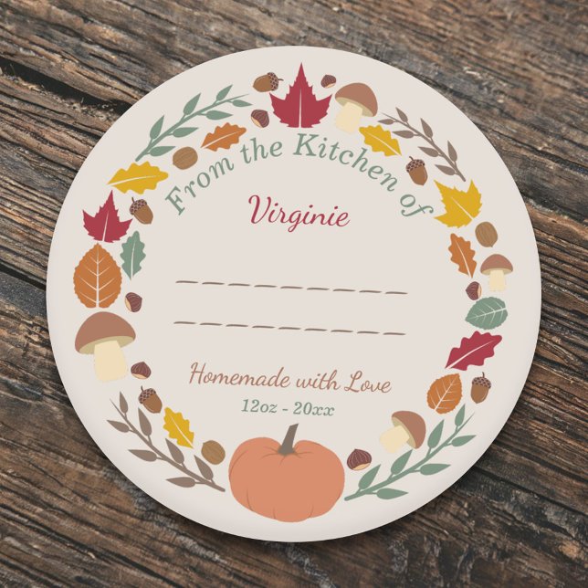 Autumn Wreath Homemade with Love Label Sticker (Autumn Wreath Homemade with Love Label Sticker)