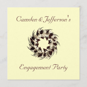 Autumn Wreath In Shades of Dark Reddish Brown and  Invitation