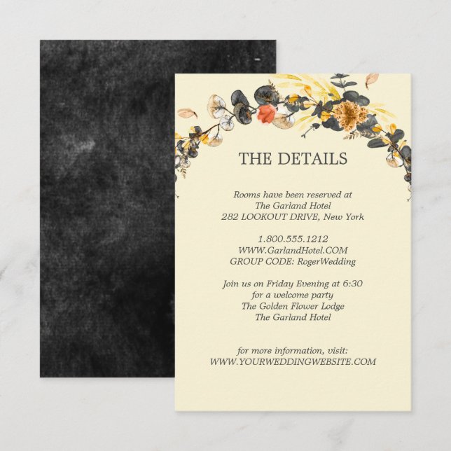 Autumn Wreath | Modern Wedding Guest Details Invitation (Front/Back)