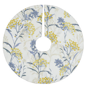 Autumn yellow berries leaves, colourful seamless. brushed polyester tree skirt
