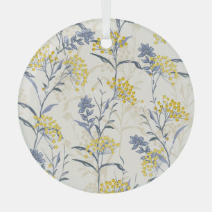 Autumn yellow berries leaves, colourful seamless. glass ornament