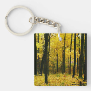 Autumn Yellow Forest Keychain