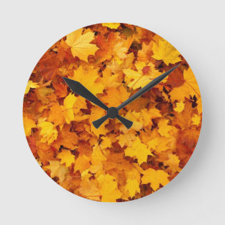 Autumn Yellow Maple Leaves Round Clock