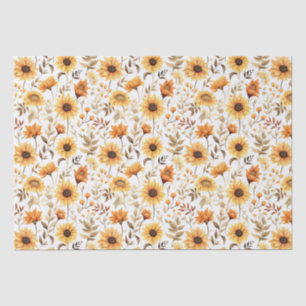 Autumn Yellow & Orange Sunflowers Tissue Paper