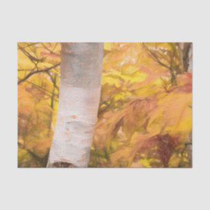 Autumn Yellow Sketch Art Forest Leaves Birch Tree Tissue Paper