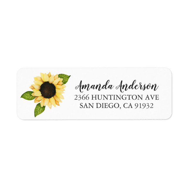 Autumn Yellow Sunflower Bridal Shower Labels (Front)