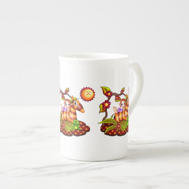 Autumn Zebra Pixel Art Bone China Mug (Front Right)