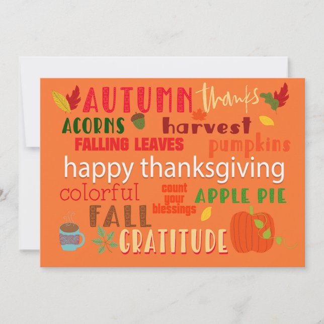 Autumnal and Thanksgiving Typography Holiday Card (Front)