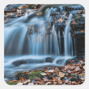 Autumnal Cascade Waterfall Square Sticker