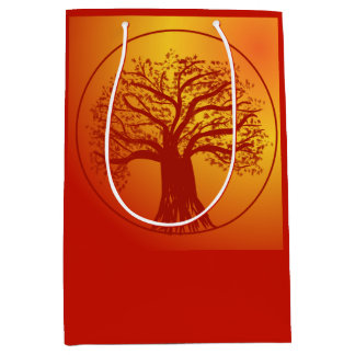 Autumnal colored gift bag with tree design